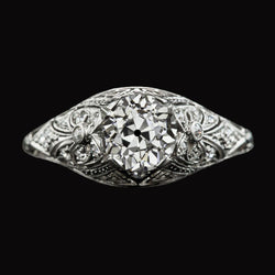 Vintage stijl ronde oude mijnwerker diamanten ring Milgrain schacht 2,25 karaat