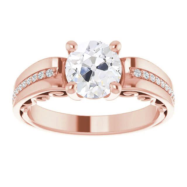 Vintage stijl ronde oude mijnwerker diamanten ring met accenten 4 karaat - harrychadent.nl