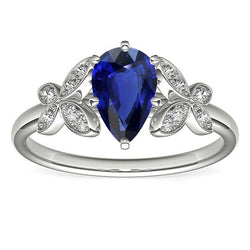 Vlinder Diamanten Verlovingsring Peer Ceylon Sapphire 3 Karaat