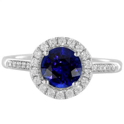 Vonkende diamanten Halo ring Rond geslepen Ceylon Sapphire 3,50 karaat goud