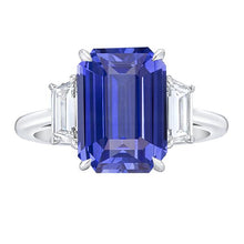 Afbeelding in Gallery-weergave laden, Vrouwen 3 Stenen Trouwring Smaragd Blauwe Saffier &amp; Diamanten 4 Karaat - harrychadent.nl
