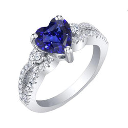 Vrouwen Diamanten Sieraden Hart Ceylon Sapphire Ring 3 Karaat Split Shank