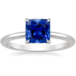 Vrouwen Edelsteen Ring Solitaire Sri Lankaanse Saffier Kussen 2,25 Karaat
