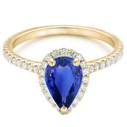 Vrouwen Halo Diamond Ring Peer Sri Lankaanse saffier 5 karaat
