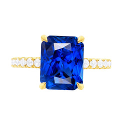Vrouwen Ronde Diamanten Sieraden Nieuwe Stralende Ceylon Sapphire Ring 4 Karaat
