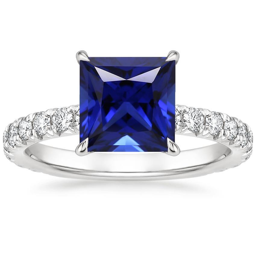 Vrouwen Solitaire Accent Ring Blauwe Saffier en Diamant 5.5 Carat - harrychadent.nl