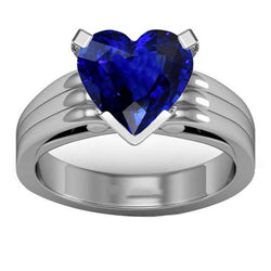 Vrouwen Solitaire Heart Cut Ceylon Sapphire Ring Triple Shank 3 karaat