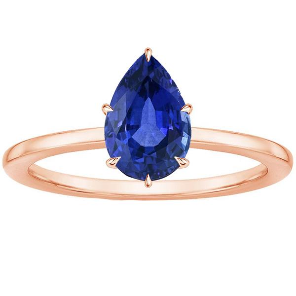 Vrouwen Solitaire Ring Rose Gold Pear Ceylon Sapphire prong Set 4 karaat - harrychadent.nl