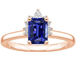 Vrouwen Verlovingsring Stralende Blauwe Saffier & Diamant 3,50 Karaat