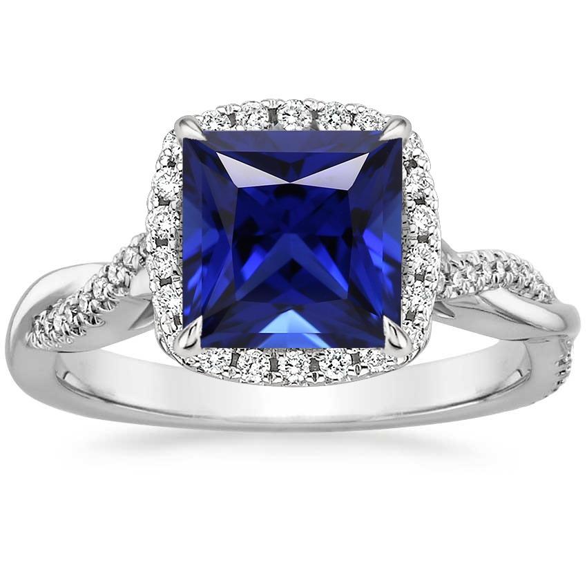 Vrouwen diamant Halo Ring prong Set prinses Blue Sapphire 6 karaat Pave - harrychadent.nl