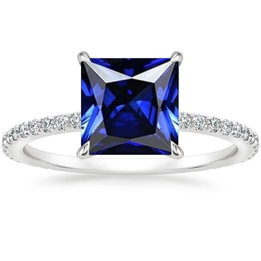 Vrouwen diamant & blauwe saffier verlovingsring met accenten 6 karaat - harrychadent.nl