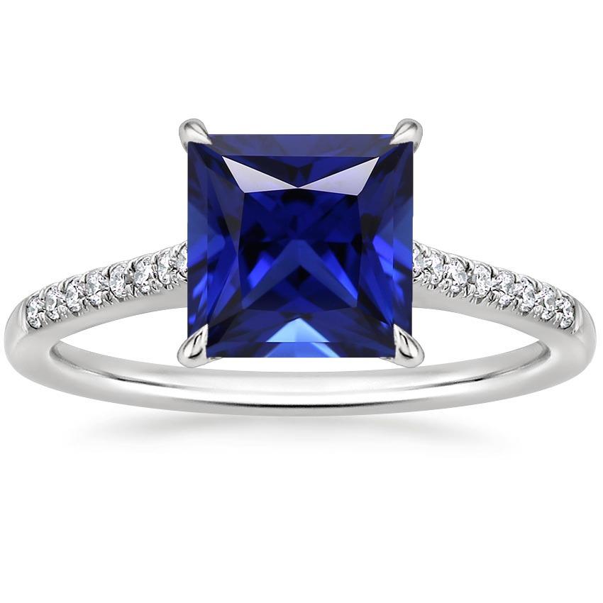 Vrouwen gouden prinses blauwe saffier & diamanten verlovingsring 5,50 karaat - harrychadent.nl