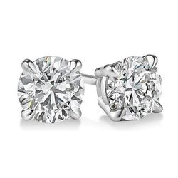 Vrouwen ronde geslepen 4.00 karaat diamanten Stud Earring massief wit goud 14K