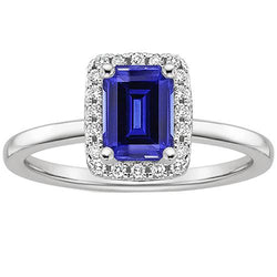 Vrouwen verlovingsring Emerald Sri Lankaanse saffier & diamant 4 karaat