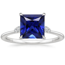 Vrouwen verlovingsring blauwe saffier en diamant 5,25 karaat