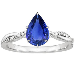 Vrouwen verlovingsring diamant & peer blauwe saffier wit goud 5 karaat