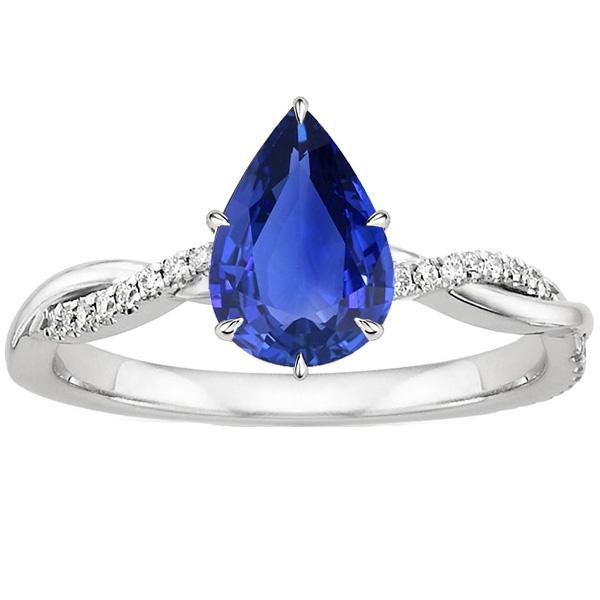 Vrouwen verlovingsring diamant & peer blauwe saffier wit goud 5 karaat - harrychadent.nl