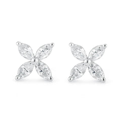 Vrouwen Marquise Echt Diamanten Stud Oorbel 2,40 Karaat Witgouden Sieraden