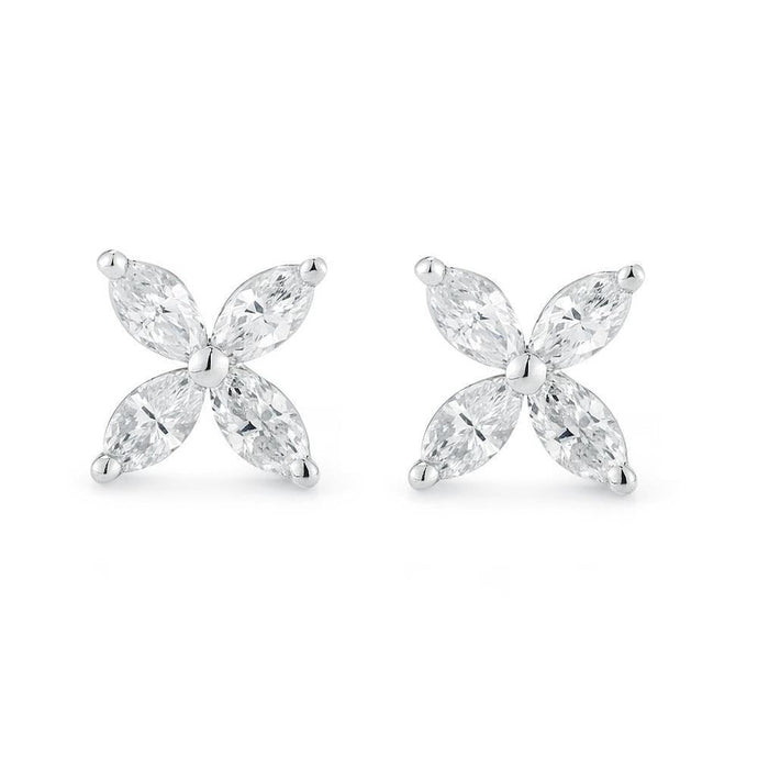 Vrouwen Marquise Echt Diamanten Stud Oorbel 2,40 Karaat Witgouden Sieraden - harrychadent.nl
