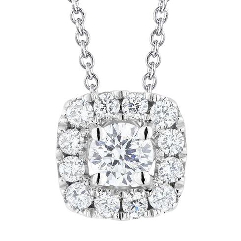 Vrouwen Ronde Halo Echt Diamanten Halsketting Hanger 1,50 Karaat Wit Goud 14K