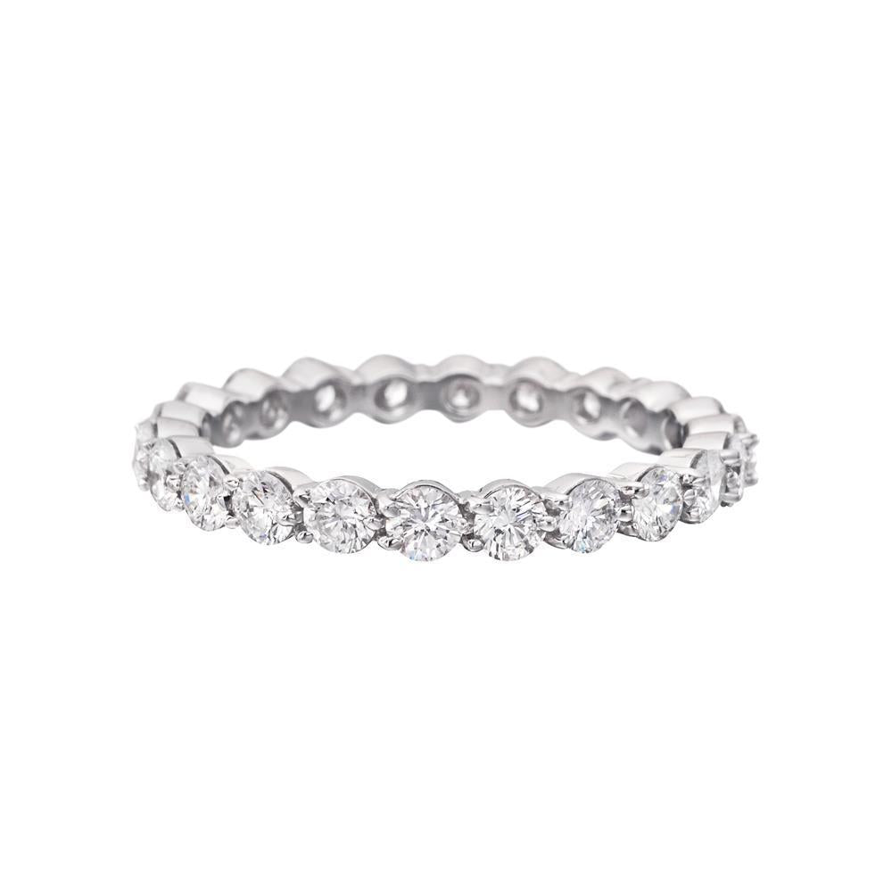 Vrouwen Trouwring 2,30 Karaat Ronde Echt Diamanten Wit Goud 14K - harrychadent.nl
