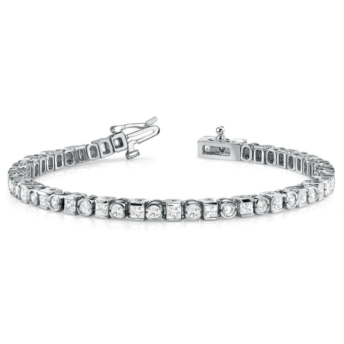 WG 14K 7,80 Karaat Prinses En Ronde Geslepen Echt Diamanten Tennisarmband
