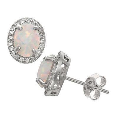 Wit goud 14K 10,80 karaat opaal & pave diamanten Stud Halo oorbellen - harrychadent.nl