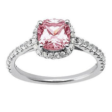 Afbeelding in Gallery-weergave laden, Wit goud 14K 3,01 karaat kussen roze edelsteen trouwring sieraden - harrychadent.nl
