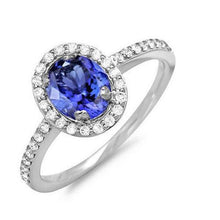 Afbeelding in Gallery-weergave laden, Wit goud 14K 3,10 karaat tanzaniet en diamanten trouwring Nieuw - harrychadent.nl
