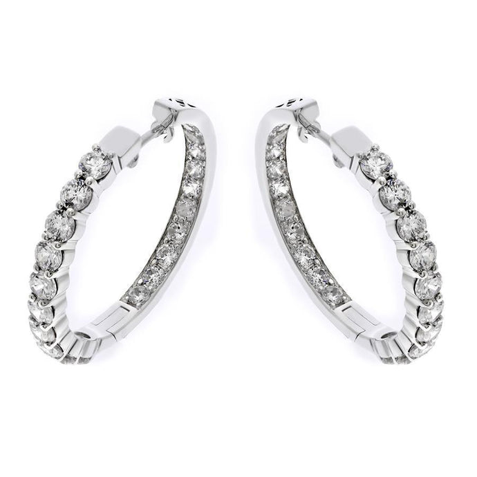 Wit goud 14K 3.20 karaat ronde geslepen diamanten Lady Hoop Earrings - harrychadent.nl