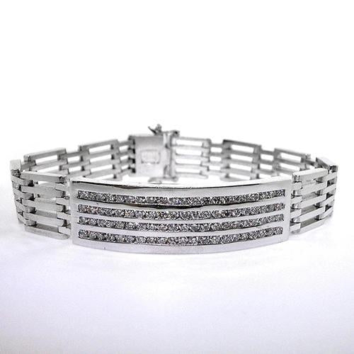 Wit goud 14K 6 karaat Ronde snede heren Diamanten Armband sieraden - harrychadent.nl