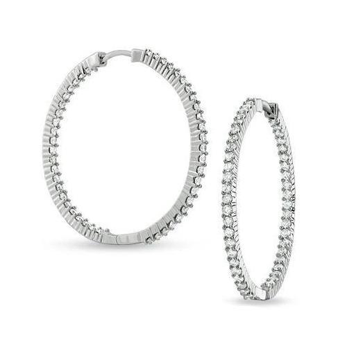 Wit goud 2.75 ct F Vvs1 briljant geslepen diamanten dame hoepel oorbellen - harrychadent.nl