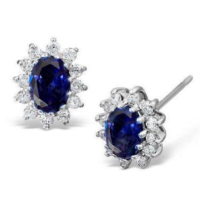 Wit goud 5 kt blauwe tanzaniet & diamanten dame oorknopjes Halo - harrychadent.nl