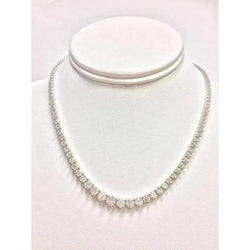 Witgoud F VVS1 Rond 12.00 Karaat Natuurlijke Diamanten Damesketting
