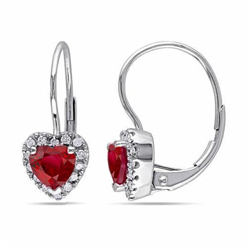 Wit goud rode robijn en diamanten hoepel oorbellen vrouwen sieraden 2,20 ct 14k - harrychadent.nl