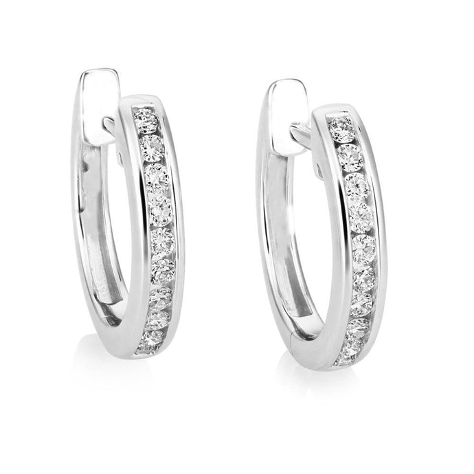 Wit Goud 14K Briljant Geslepen 2,80 karaat Echt Diamanten Hoepel Oorbellen Nieuw - harrychadent.nl
