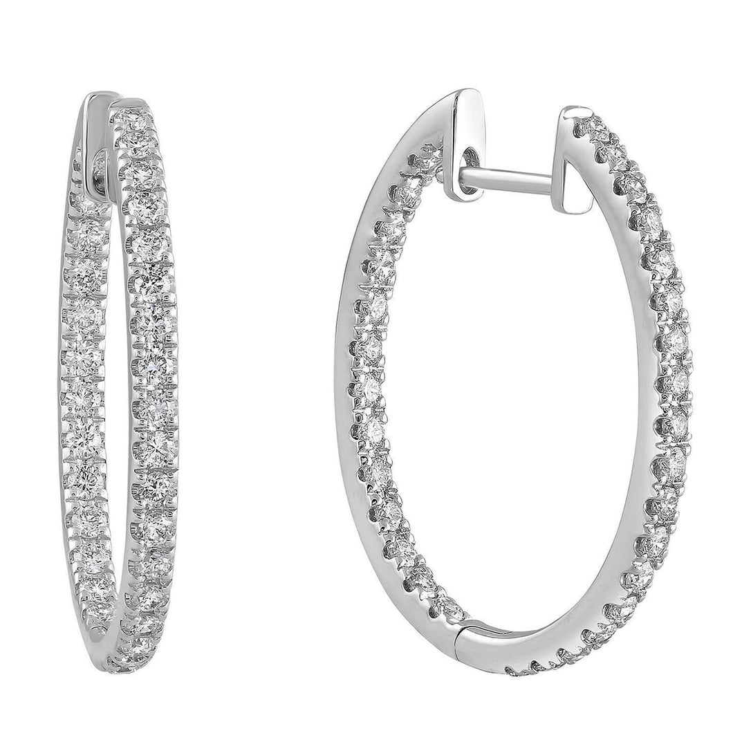 Wit Goud 14K Ronde 4,20 karaat Kleine Echt Diamanten Hoepel Oorbellen Nieuw - harrychadent.nl