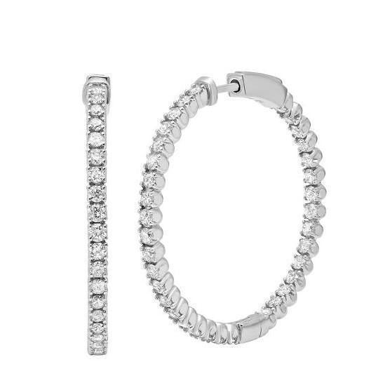 Wit Goud 14K Sprankelende 3,50 karaat Echt Diamanten Vrouwen Hoepel Oorbellen - harrychadent.nl