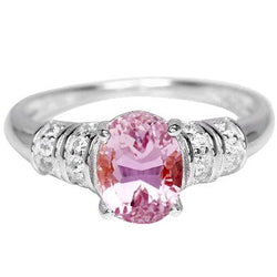 Witgoud 14K 16,75 karaat roze kunziet met diamanten verlovingsring