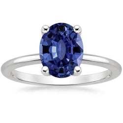 Witgoud Solitaire Ring Sieraden Ovaal Ceylon Saffier 2 Karaat