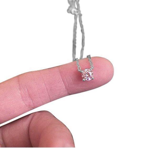 Witgouden 1 karaats ronde Solitaire diamanten hanger ketting - harrychadent.nl
