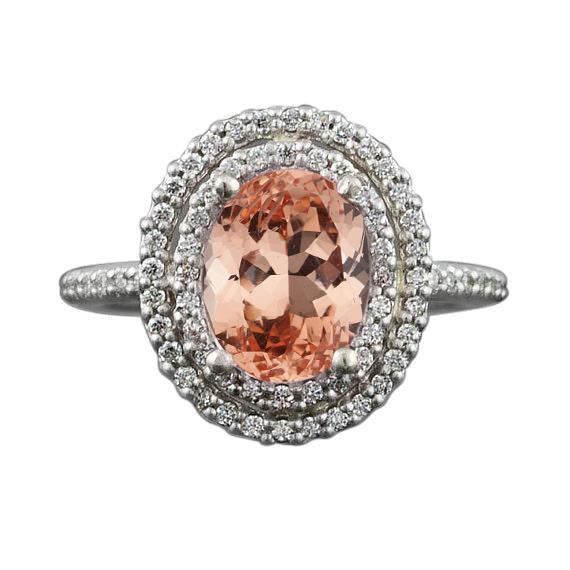 Witgouden 14K 10.70 Ct Halo Morganite en diamanten trouwring - harrychadent.nl
