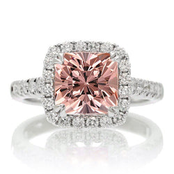 Witgouden 14K 11 kt kussen Morganite en diamanten ring Nieuw