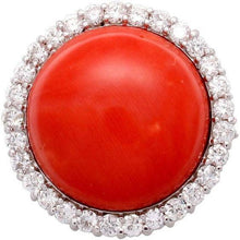 Afbeelding in Gallery-weergave laden, Witgouden 14K 15 karaat verlovingsring met rood koraal en diamanten - harrychadent.nl

