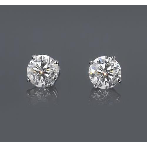 Witgouden 14K 1,50 karaats mandtype set ronde diamanten oorknopjes - harrychadent.nl