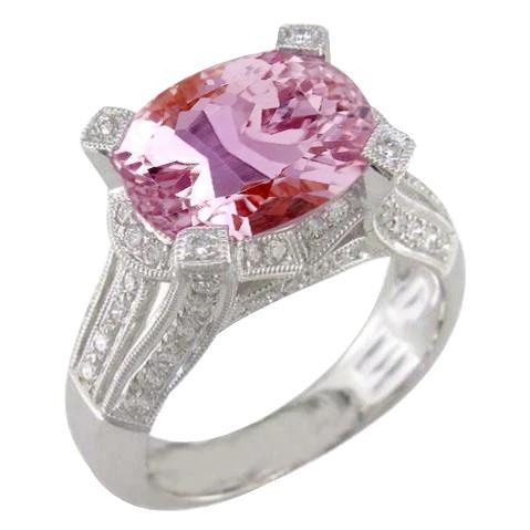 Witgouden 14K 21 kt roze kunziet met diamanten trouwring Nieuw - harrychadent.nl