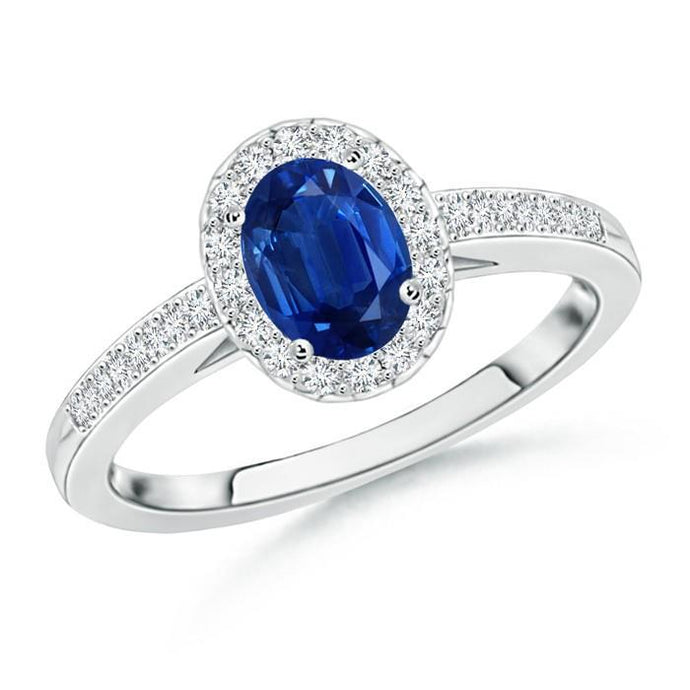 Witgouden 14K 2,11 karaat saffier en diamanten jubileumring Nieuw - harrychadent.nl
