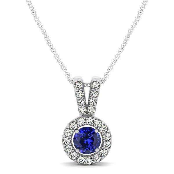 Witgouden 14K 2,50 ct tanzaniet met diamanten hanger ketting Nieuw - harrychadent.nl