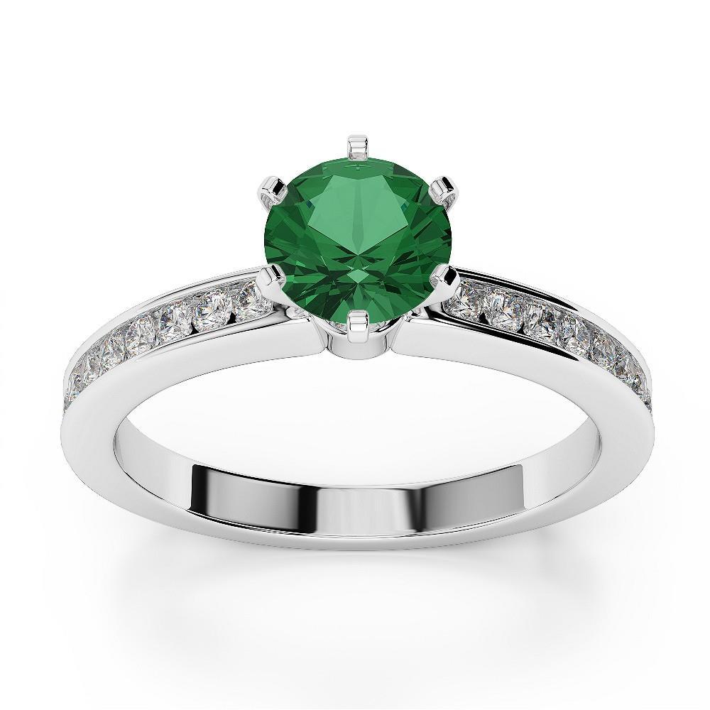 Witgouden 14K 3.40 ct groene smaragd en diamanten verlovingsring Nieuw - harrychadent.nl