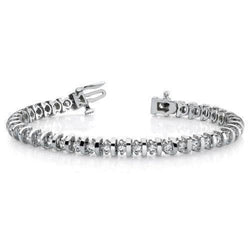 Witgouden 14K 4 karaats ronde geslepen natuurlijke diamanten tennisarmband